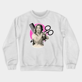 Cutting her hair - Girl combing her hair Crewneck Sweatshirt